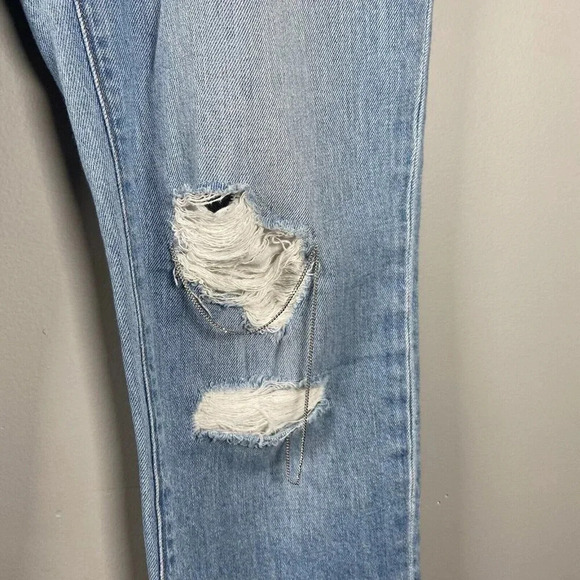 IRO Genn Blue Distressed Silver Detailing Chain Jeans Womens Size 27 ($325) - Picture 9 of 16